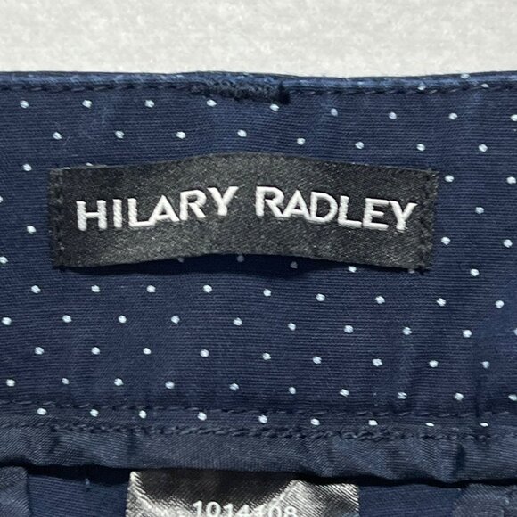 Hilary Radley Women's Navy Polka Dot Stretch Cotton Cropped Pants Size 8 - Picture 5 of 10